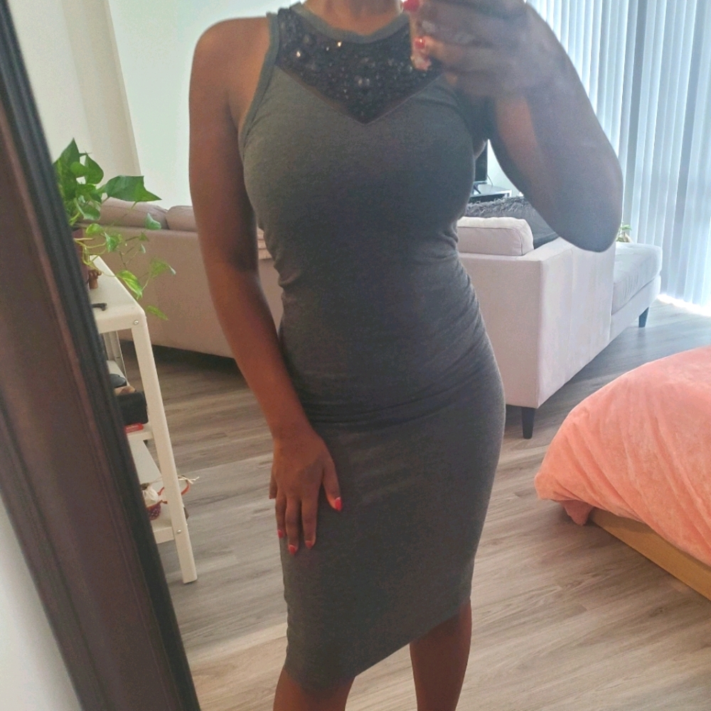 Express jeweled jersey dress.